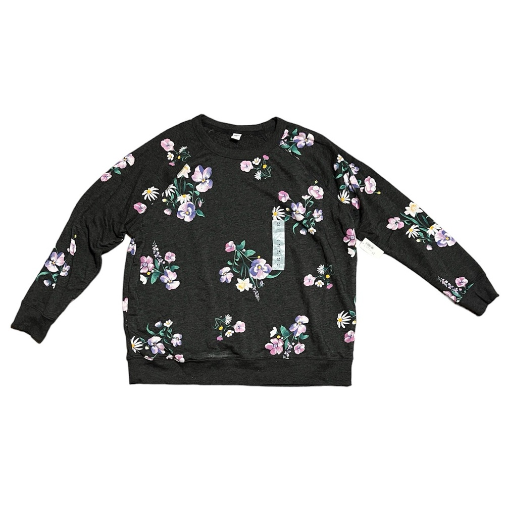 NWT Old Navy floral sweatshirt grey Plus Size 1X Women’s
